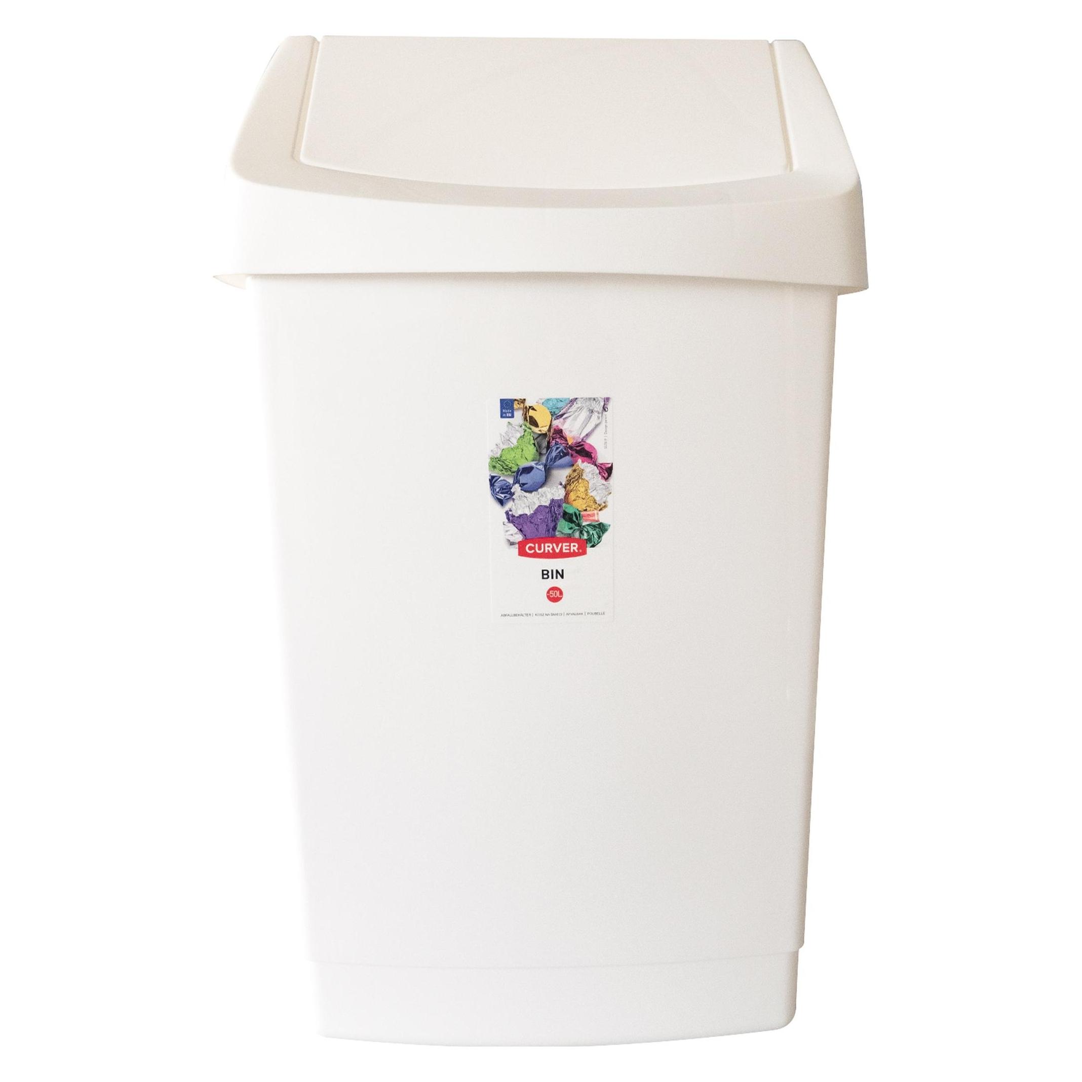Curver Abfalleimer Click-It 50l weiss mit Schwingdeckel (50 l) (10001684)