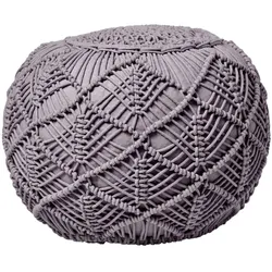 POUF grau im Makramee-Stil, 40/40/35 cm