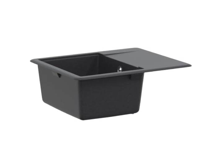 Xhnifbn Granit Küchenspüle Einbau Einzelbecken 56 x 46 cm Graphit Ideal für jede moderne Küche: Hitzefest bis 280 °C, unempfindlich gegen Flecken und mit Siebkorbventil ausgestattet.