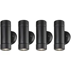 4x UP Down Außen Wand Lampen Fassaden Garten Terrassen Beleuchtung Leuchten IP 44 Schwarz Veranda Hof Weg