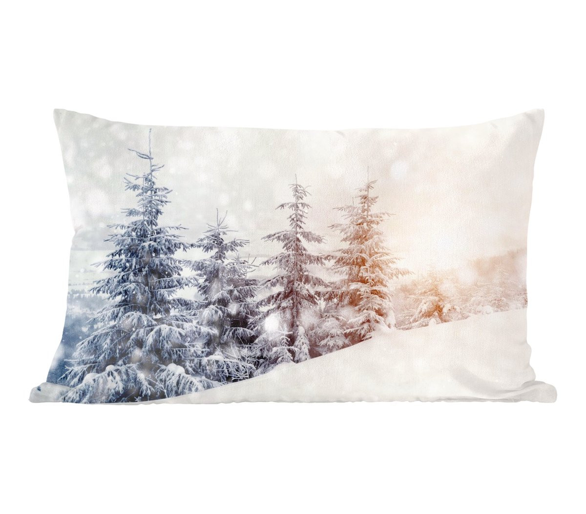 PillowMonkey Sierkussen Boom en Sneeuw voor Kerstdecoratie, 50 x 30 cm