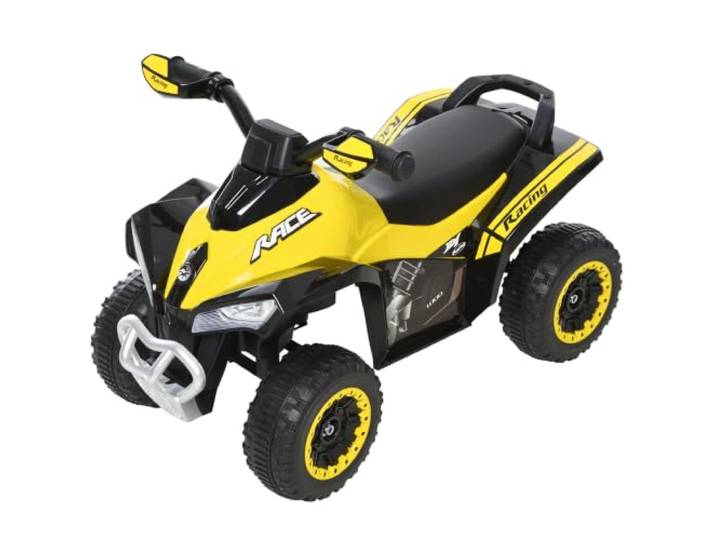 HOMCOM Porteur Enfants Quad sans Moteur 18-36 Mois 67x38x44cm Jaune Noir Effets Lumineux et Sonores\, PAS ÉLECTRIQUE