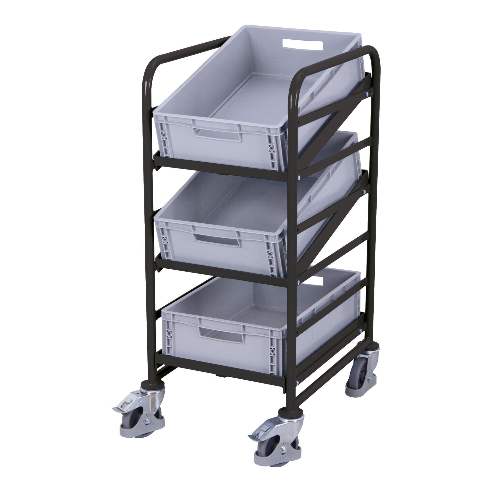 VARIOfit Eurokastenwagen mit 3 Kunststoffkisten RAL 7016 (sw-610.102/AG)