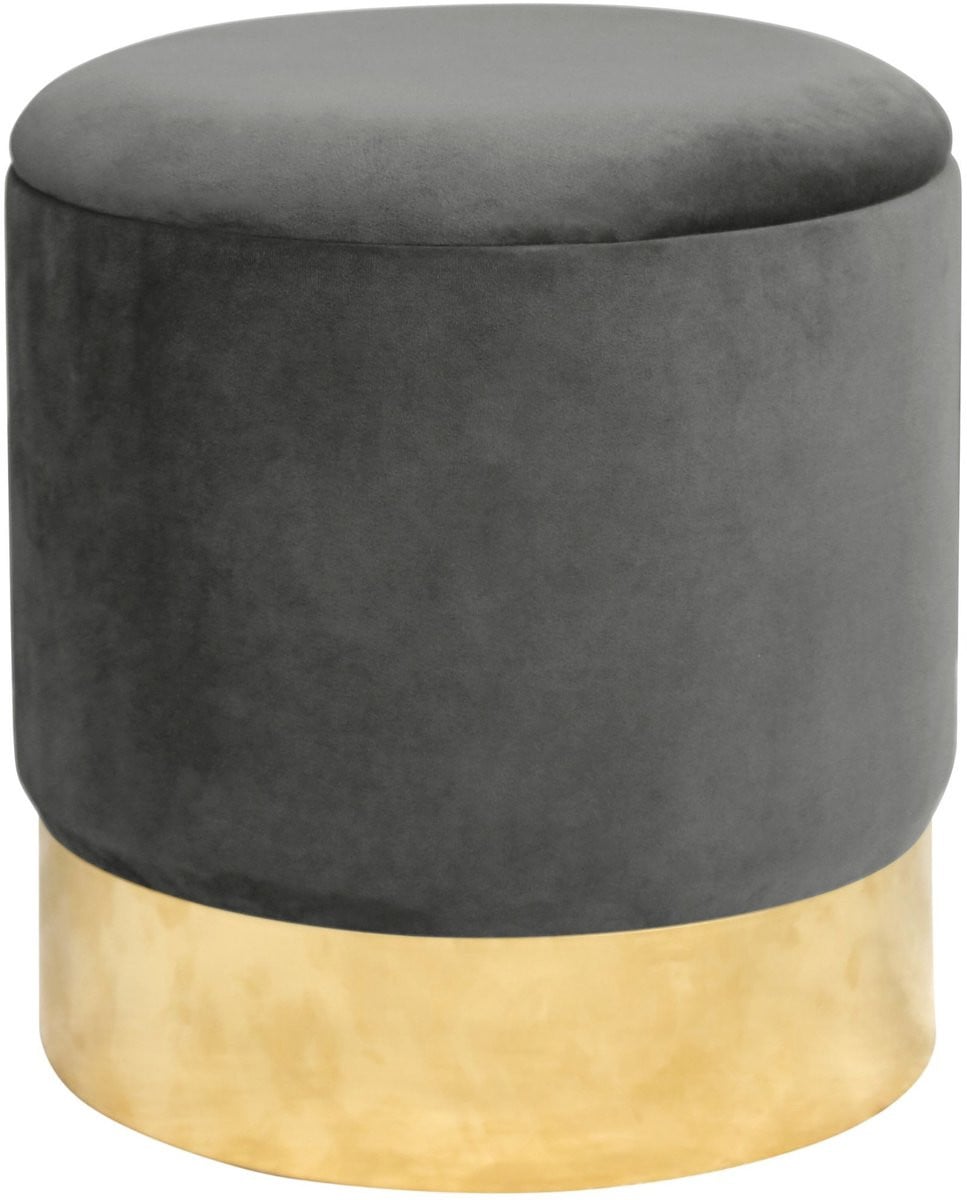 Gouden Grafiet Fluwelen Poef met Ronde Vorm en Luxe Design