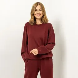 BRUCE DARNELL Sweatshirt, langarm Rundhalsausschnitt Bindeband am Saum leger weit