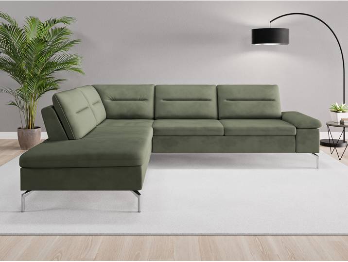 Ecksofa Rio Nr. 3 links - Grün (Waldgrün) - Vintage Velours