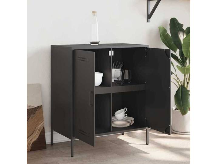 Noir Buffet & bahut contemporain，Buffet noir 68x39x79 cm acier FR&991