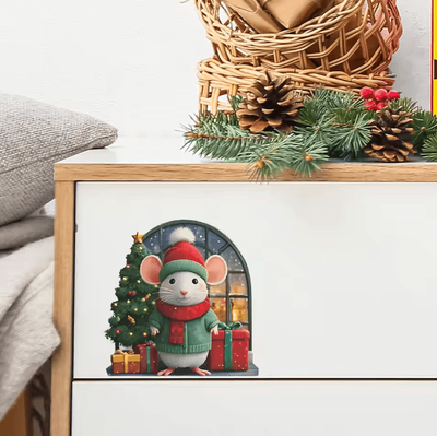 Uplift Curations Cute Christmas Mouse Wall Stickers For Festive Home Decor c