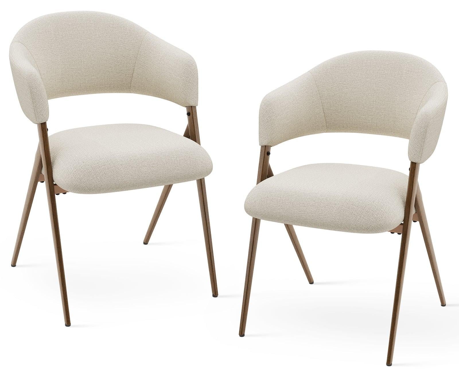 COLAMY 2-delige set eetkamerstoelen in vintage-stijl, beige