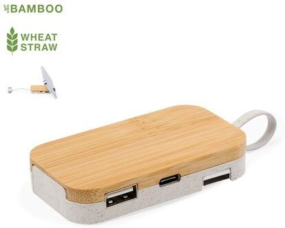 HUB USB Pratique Personnalisé - Flow ABS paille de blé