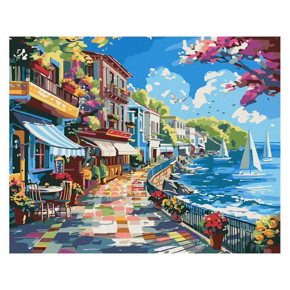 Ideyka Malen nach Zahlen - Stadt am Meer 40 x 50 cm (KHO2793)