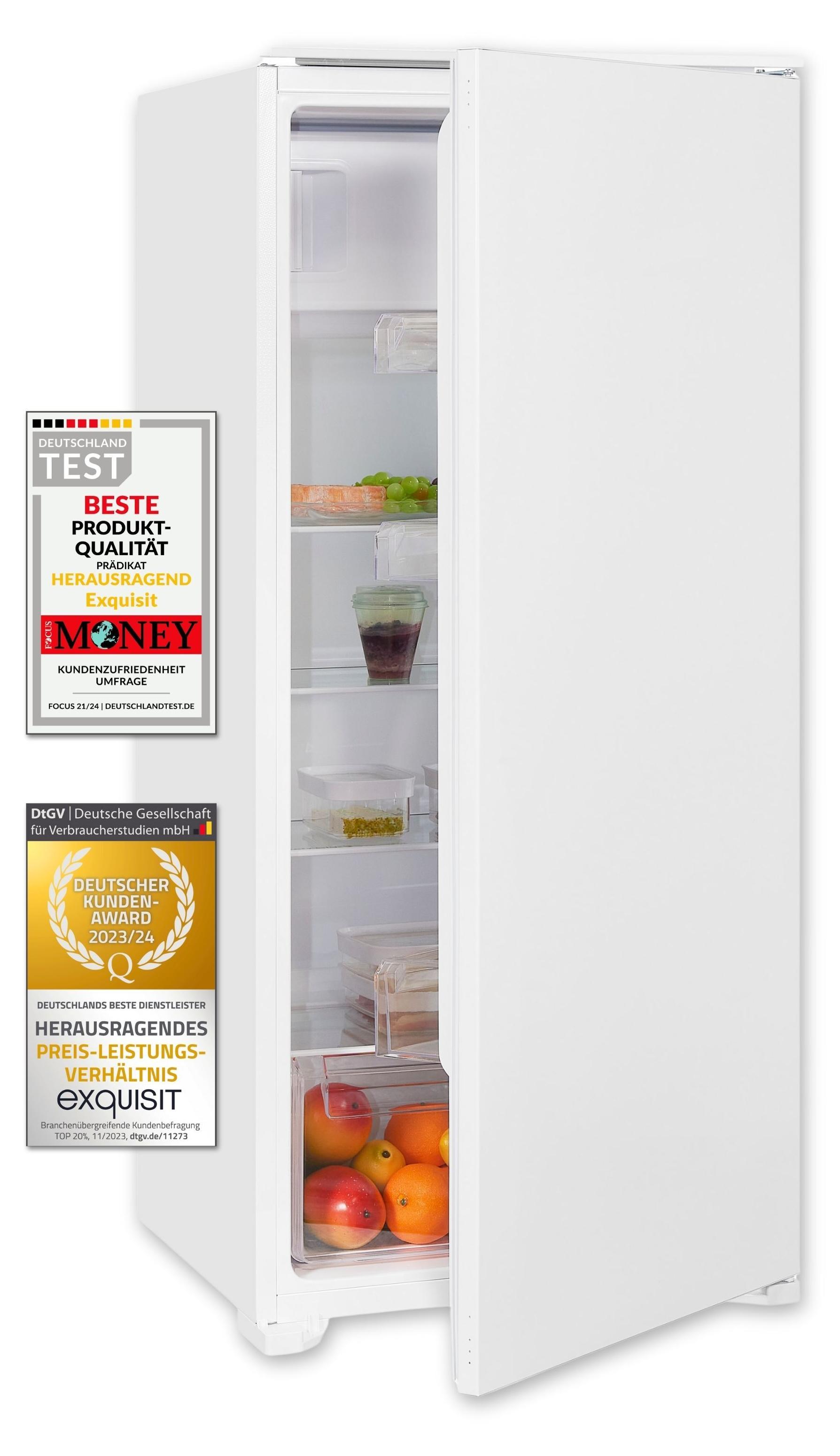 Exquisit Einbau-Kühlschrank EKS201-4-E-040E | Nutzinhalt: 181 L | 4*-Gefrieren | Alarm-Funktion | Einbaugerät