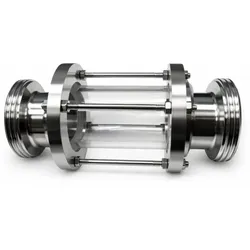 Schauglas DIN 11851 aus Borosilikatglas mit Außengewinde & Schutzstäben - DN100 / DN100
