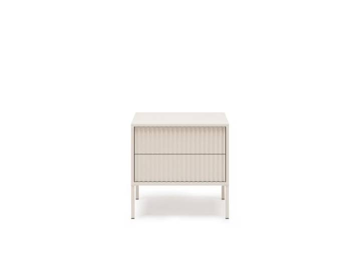 BEAUTY SOFA Nachttisch NOTO Kaschmir 54 cm, 2 Schubladen, Rillenfronten, Metallfüße, Push-to-Open