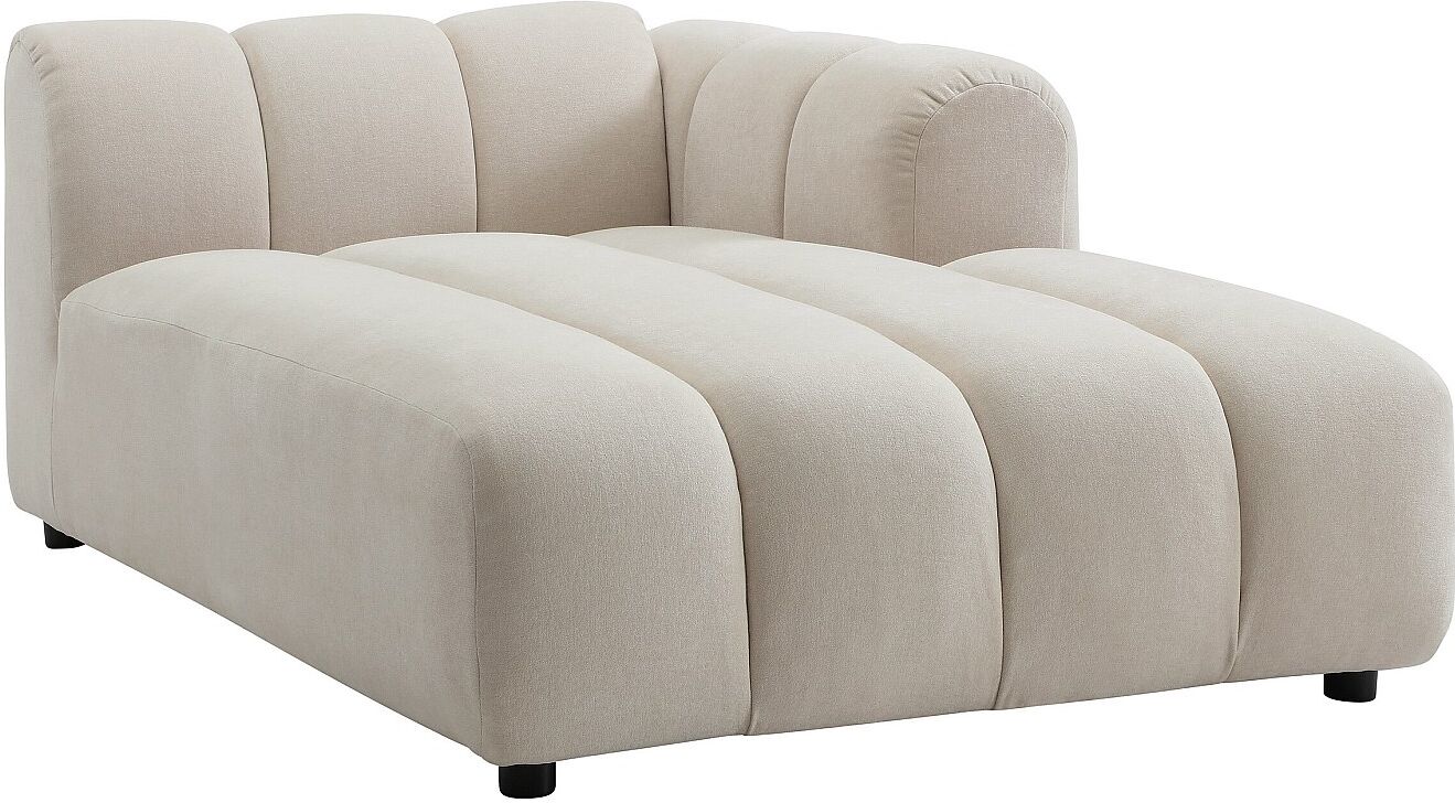 Vente-unique Rechte Recamiere aus Strukturstoff in Beige JUTINI