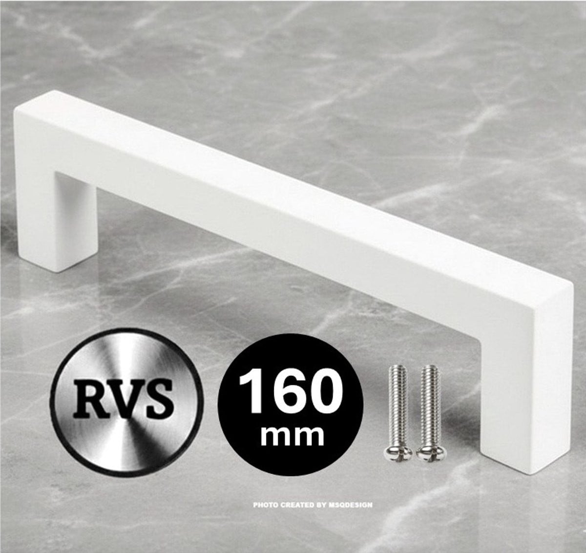 MSQDESIGN RVS Handgreep wit, 160mm