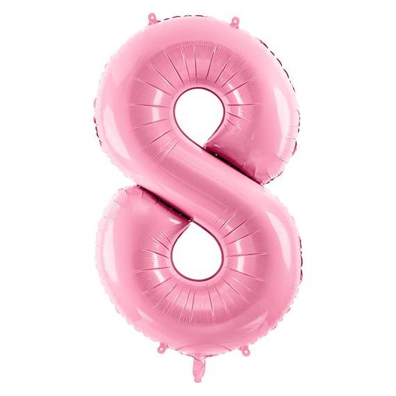 Partydeco Alu-Ball Ziffer "8" Hellrosa (1x) (FB1P-8-081)