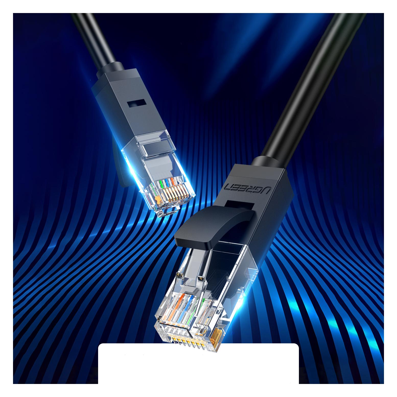 Ugreen Ethernet RJ45 Rounded Network Cable, Cat.6, UTP, 8m (Black) (UTP, CAT6, 8 m) (20163)