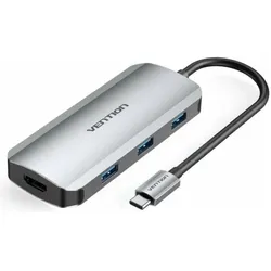 Vention Hub USB TOFHB 100 W (USB-C), Dockingstation + USB Hub, Grau