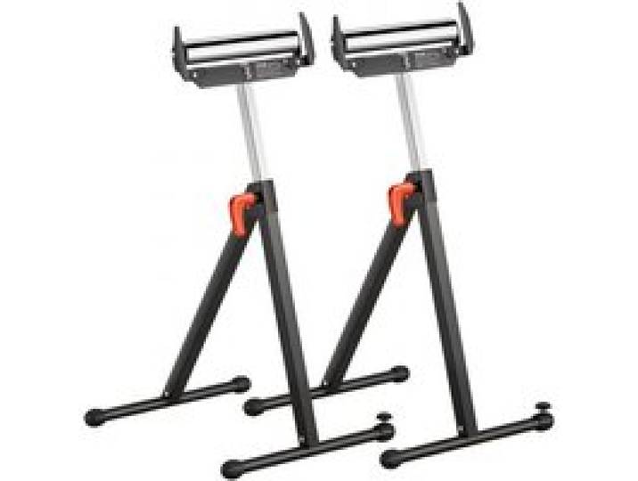VEVOR 2er-Set Rollenständer, 113kg Tragkraft, höhenverstellbar 68-109cm, klappbarer Arbeitsbock mit Rollenkopf und Kantenführungen aus poliertem Stahl, für Tischkreissägen-Auslauf, Verlängerungsstütze