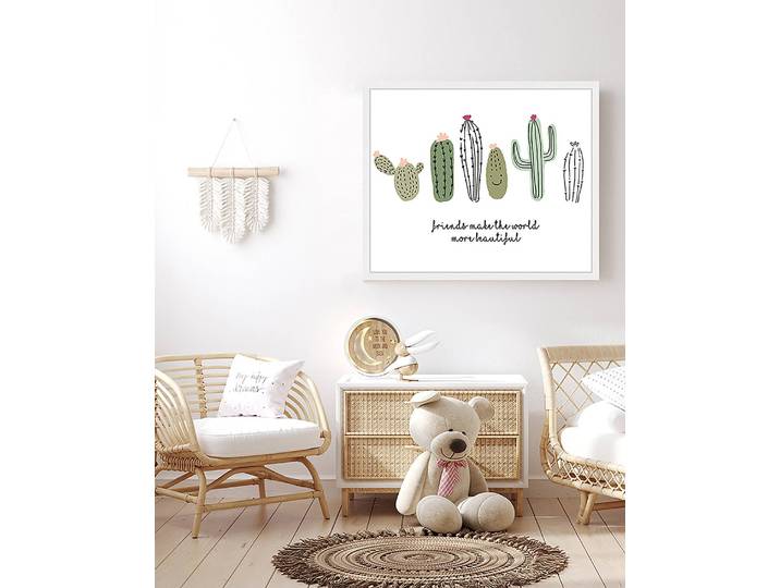 Tableau déco Cactus Friends 53 x 63cm Multicolore
