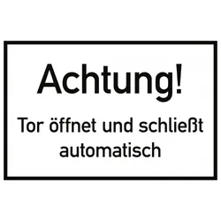 Achtung! Tor öffnet und schließt automatisch, Alu, 300x200 mm