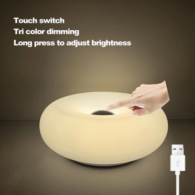 Inspired Finds Modern Bauhaus Donut Table Lamp USB Powered Ambient Light For Bedroom, Living Room & Dining Spaces white