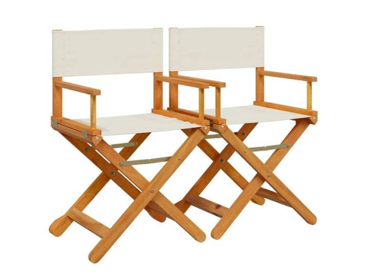 Chaises de réalisateur pliables - vidaxl - Lot de 2 - Blanc crème - 53x47x90 cm - Bois d'acacia massif - Pliant