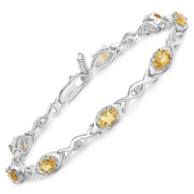 Armband VIRA JEWELS "925-Sterling Silber rhodiniert Glänzend Citrin orange", weiß, Armbänder, Damen, 19cm, Silber 925 (Sterlingsilber), glänzend, Armband