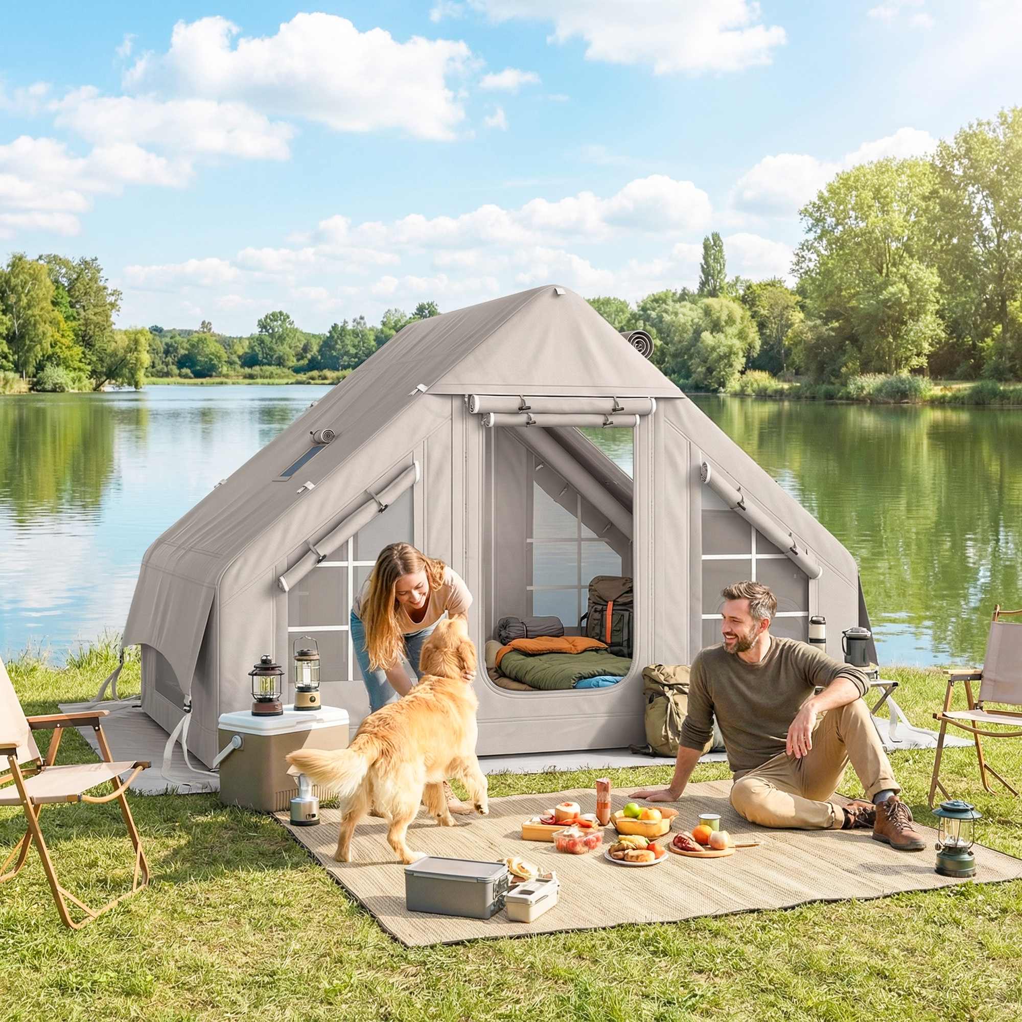 Outsunny Tenda gonfiabile 5-8 persone impermeabile 8000 mm con pompa   Aosom Italy