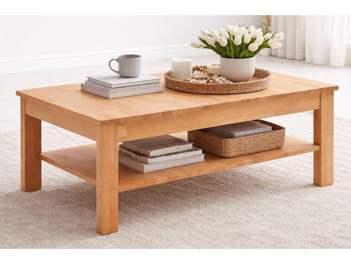 bv-vertrieb Couchtisch Couchtisch 104x62cm Wohnzimmertisch mit Ablageplatte Kernbuche #3410