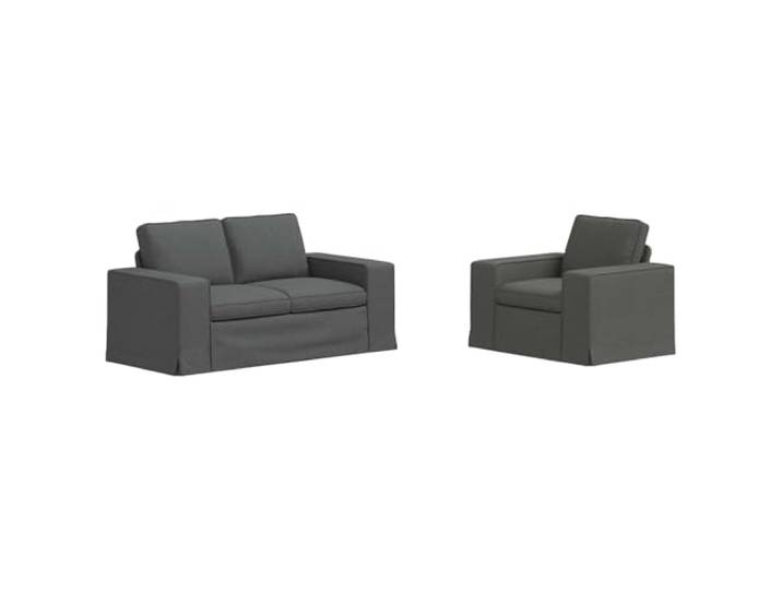 KUTYWEXFM Sofaset 2-teilig Dunkelgrau Stoff Modulares Couch Set Flexibles Polstermöbel Set mit Schaumstoffkissen und abnehmbarem Bezug für Wohnzimmer oder Gästezimmer.