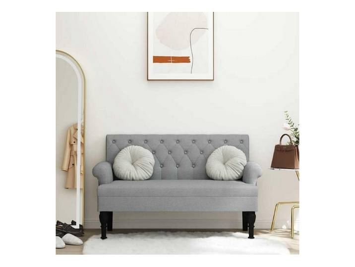 LuxusKollektion Sitzbank Sitzbank mit Rückenlehne Hellgrau 120cm Stoff (1-St)