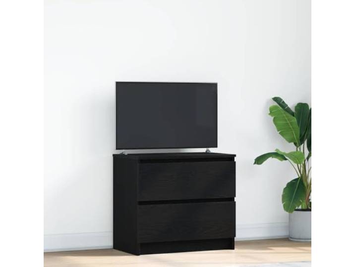 HEFZGDB TV-Schrank Schwarz 60x35x54 cm Holzwerkstoff mit 2 Schubladen Stauraum für Multimedia-Geräte, Stabile Oberplatte für Fernseher, Langlebiges Wohnzimmer Möbelstück,