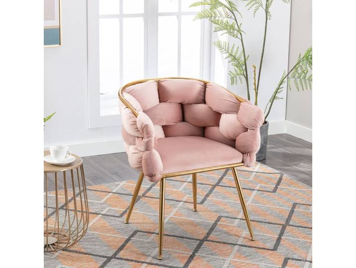 Fauteuil design de salon structure métal et rembourrage coton chaise de coiffeuse moderne 73x56x75cm