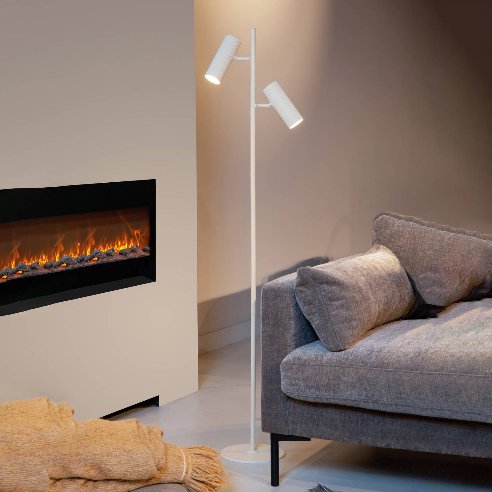 Lucide Stehlampe Clubs, weiß / opal, für Wohn- / Esszimmer, Aluminium