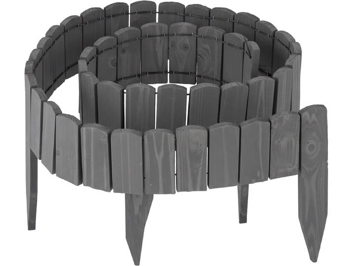 Borderrand - 200x10 cm - flexibel - hout - donkergrijs