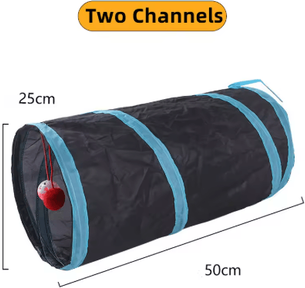Inspire Picks Foldable Cat Play Tunnel Breathable Indoor Cat Toy With Crinkle Paper two Tunnels