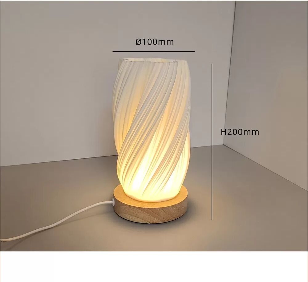 INF USB Dimmbare Tischleuchte mit Holzfuß - Nachttischlampe im nordischen Stil