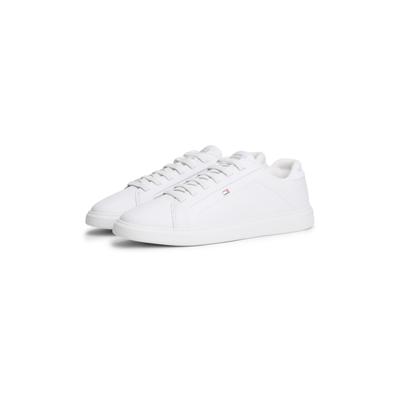 Slip-On Sneaker TOMMY HILFIGER "TH ICON COURT LIGHT", Damen, Gr. 35, weiß, Leder, Schuhe, Freizeitschuh, Slipper mit Flaggen-Stickerei