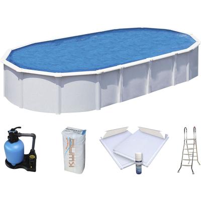 Schwimmbecken KWAD "»Supreme« all in Premium Folie", blau (weiß, farbe innen: blau), B:370cm H:132cm L:610cm, Schwimmbecken, BxLxH: 370x610x132cm, inkl. Bodenisolationsset