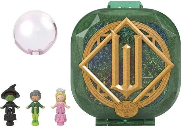 Polly Pocket x Wicked Collector Compact - Includes 3 Micro Dolls, Glinda's Bubble & Elphaba's Hat - Ages 4+