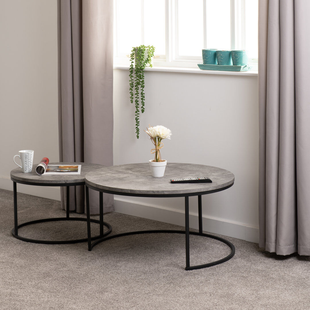 Mercury Douros 2 Piece Coffee Table Set Grey 40cm H X 77cm W X 77cm D