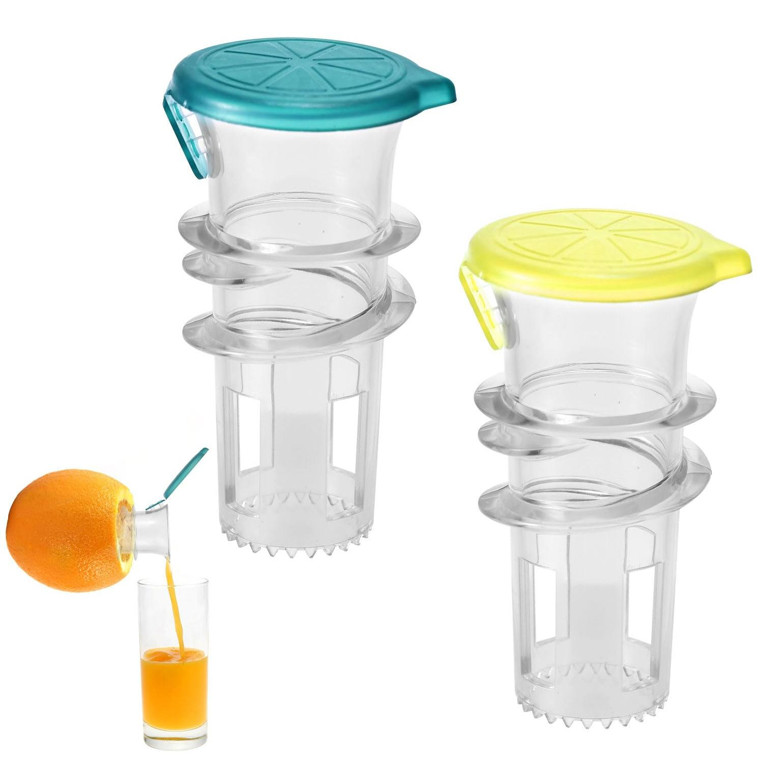 Dripio Citruspers set van 2 stuks, handmatig, kunststof, met deksel, 8,2 cm