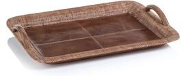 Zodax Sabinio Leather & Raffia Serving Tray
