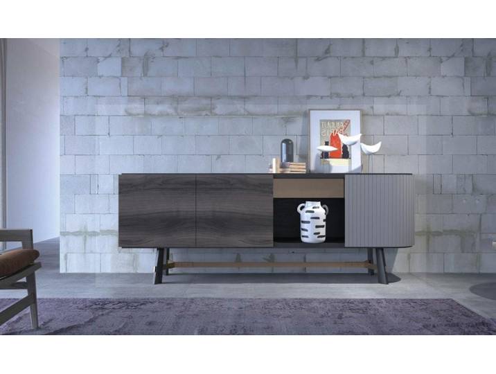 JVmoebel Sideboard Graue Holzkommode mit drei Türen für modernes Wohnen (1 St., 1x Sideboard), Made in Europa