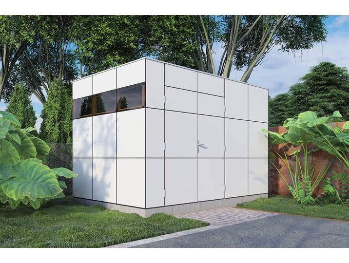 Bertilo HPL Design-Gartenhaus 2 Anthrazit-Weiss 2.3 × 3.5 × 2.3 m