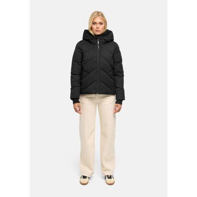Winterjacke MARIKOO "Shinamii", Damen, Gr. L, schwarz, Obermaterial: 100% Polyester, Jacken Winterjacke, Kurze Steppjacke mit Kapuze und diagonalem Steppmuster