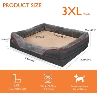 Uplift Essentials Large Dog Bed With Washable Cover And Waterproof Base 3xl