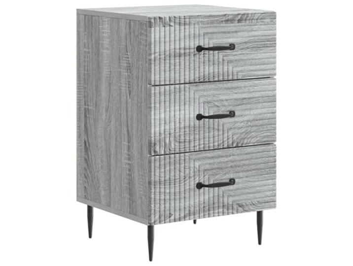 LMTYOENFG Nachttisch Graues Sonoma 43x41x66,5 cm Nachtschrank Stauraumwunder fürs Schlafzimmer: Kommode mit 3 Schubladen für Bücher und persönliche Utensilien griffbereit am Bett.